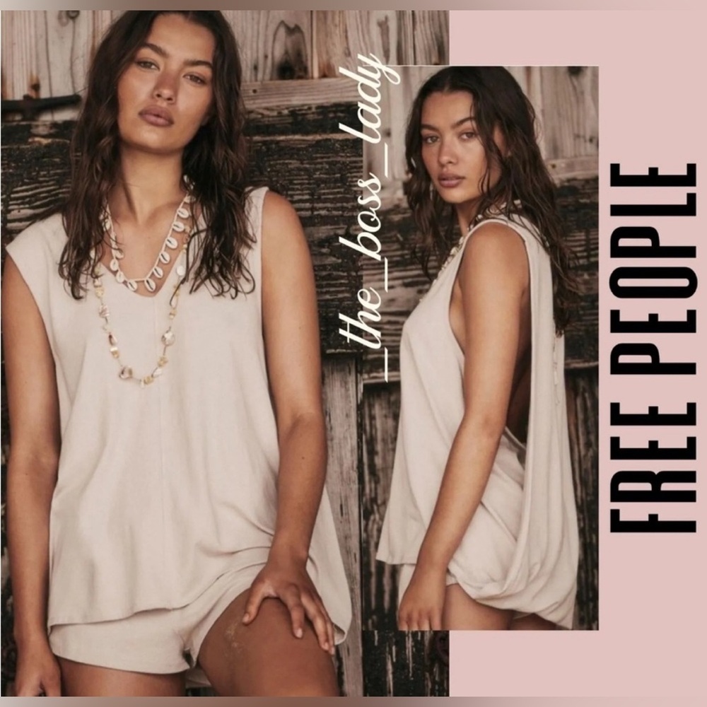 Free People Santana Beach Set - top and matching shorts cotton, two-piece XS